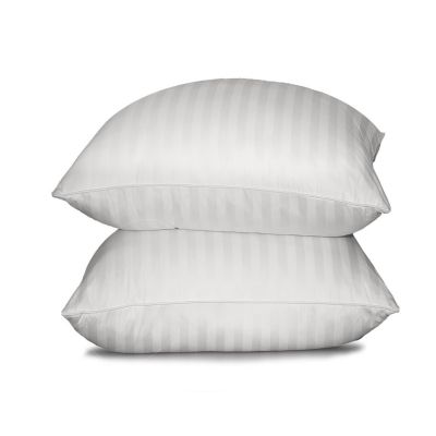 Blue Ridge 350 TC Damask Stripe Cotton Cover White Down Pillow - King 20" x 36" -  White