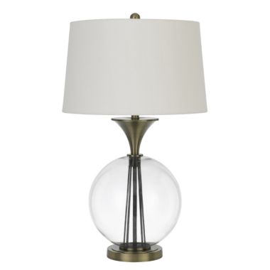 Saltaro Sherpi 46 Inch Metal And Glass Globe Table Lamp, Dimmer, Brass Finish- Saltoro Sherpi. View a larger version of this product image.