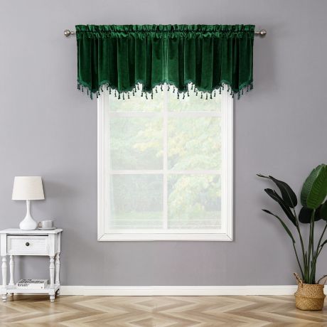 Details about   Royal Velvet Kathryn Rounded Ascot Valance 50 W x 19 L Seed Pearl 