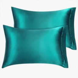 PiccoCasa Satin Pillowcases Standard Set of 2, Luxury Silky Solid Pillow Covers for Hair and Skin, Grey Pillowcase with Envelop Closure Queen(20