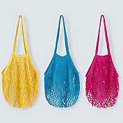 Wrapables Cotton Mesh Net Grocery Bag for Produce (Set of 3), Yellow, Blue, Hot Pink