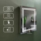 Alternate image 1 for Vyaya Ontario 24 in. W x 32 in. H Rectangular Silver Aluminum Recessed or Surface Mount LED Mirror Medicine Cabinet