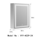 Alternate image 3 for Vyaya Ontario 24 in. W x 32 in. H Rectangular Silver Aluminum Recessed or Surface Mount LED Mirror Medicine Cabinet