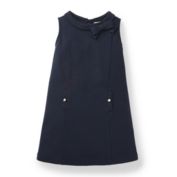 Hope & Henry Girls&#39; Sleeveless Ponte Dress With Petite Collar (Navy, 12-18 Months)