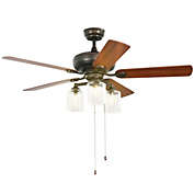 Slickblue 52 Inch Ceiling Fan Light with Pull Chain and 5 Bronze Finished Reversible Blades