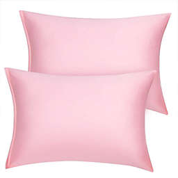 PiccoCasa Set of 2 Standard Satin Pillowcase with Zipper, Super Soft and Luxury, Silky Pillow Cases Covers, 21