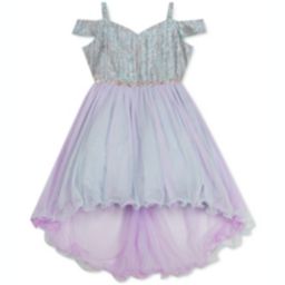 Rare Editions Little Girl's Metallic Cold Shoulder Dress Purple Size 5