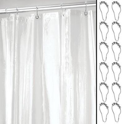 12Pcs/set Plastic Transparent Shower Curtain Ring Shower Curtain Hooks Buckles 