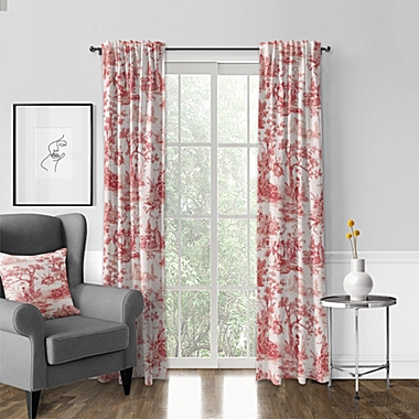 6ix Tailors Fine Linens Toile Vignette Red Pole Top Drapery Panel Pair. View a larger version of this product image.