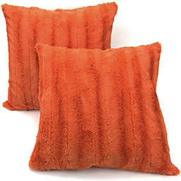 Cheer Collection Set of 2 Faux Fur Square Decorative Pillow 18x18 - Rust