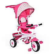 Slickblue 4-in-1 Detachable Baby Stroller Tricycle with Round Canopy -Pink