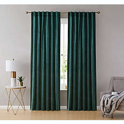 THD Maria Velvet Back Tab Rod Pocket Curtain Panels - Green