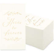 Sparkle and Bash Wedding Dinner Napkins, Here&#39;s to Forever (White, 4 x 8 In, 100 Pack)