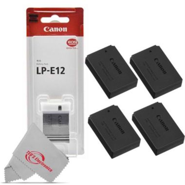 Four Canon LP-E12 Rechargeable Lithium-Ion Battery for Canon EOS Rebel T3 & T5. View a larger version of this product image.