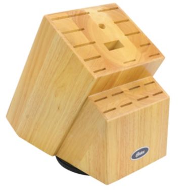 Oster Winstead 22 Piece Stainless Steel Cutlery Set with Black Handles and Wooden Block. View a larger version of this product image.