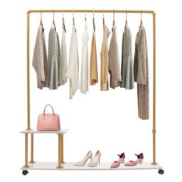 Stock Preferred Clothes Rack Metal Freestanding Garment 125x30x150cm Gold