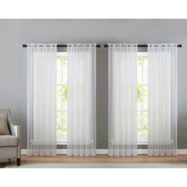 Kate Aurora 4 Piece Basic Home Rod Pocket Sheer Voile Window Curtain Panels - 52 in. W x 84 in. L, White. View a larger version of this product image.