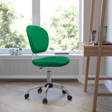 Flash Furniture Beverly Mid-Back Bright Green Mesh Padded Swivel Task Office Chair with Chrome Base. View a larger version of this product image.