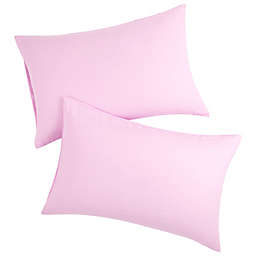 PiccoCasa Solid Brushed King Pillowcases Set of 2 Soft Breathable Washed Microfiber Pillow Covers 20x36 Inches with Envelope Closure Light Pink