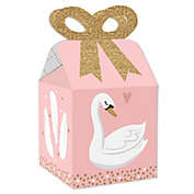 Big Dot of Happiness Swan Soiree - Square Favor Gift Boxes - White Swan Baby Shower or Birthday Party Bow Boxes - Set of 12