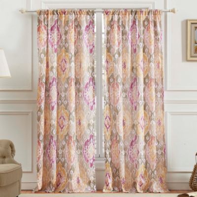 Greenland Home Fashions Barefoot Bungalow Ibiza Medallions and Fashionable Window Panel and Tie Back With 3" Rod Pocket - 4-Piece - 42X84", Blush