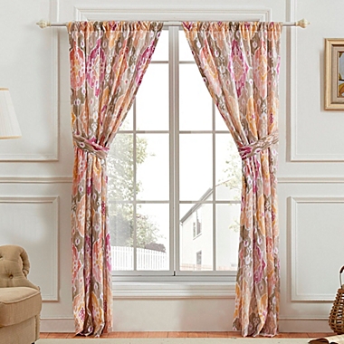 Greenland Home Fashions Barefoot Bungalow Ibiza Medallions and Fashionable Window Panel and Tie Back With 3" Rod Pocket - 4-Piece - 42X84", Blush. View a larger version of this product image.