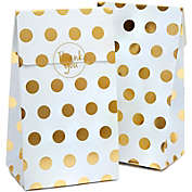 Blue Panda Party Favor Bags, White with Gold Foil Dots (24 Pack)