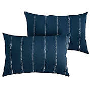 Outdoor Living and Style Set of 2 Navy Dotted Stripes Indoor and Outdoor Pillow, 20"