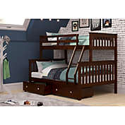 Donco Trading  Twin/Full Mission Bunk Bed W/Dual Under Bed Drawers