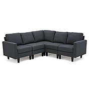Contemporary Home Living 5-Piece Charcoal Gray Contemporary Style Plush Sectional Couch Sofa Set 35.5"
