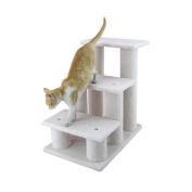 Armarkat 25-Inch Wooden Three Step Cat Tower Tree Condo Scratcher Kittens House - Ivory