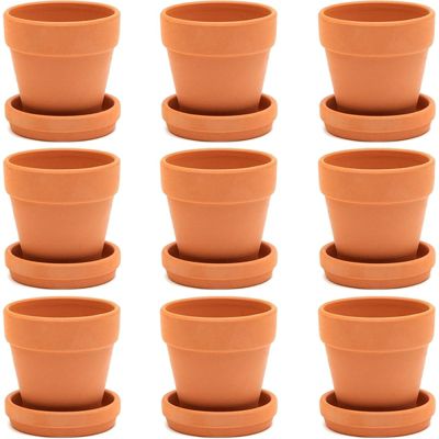 Juvale Terra Cotta Pots with Saucer (3 in, 9 Pack)