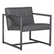 Studio Designs Home Camber Mid-Century Modern Small Living Room Accent Chair Blended Leather and Metal Frame - Pewter Grey Metal Frame and Smoke Bonded Leather