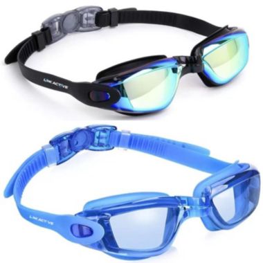 Link Active Kids Swim Goggle With Fast Clasp Technology UV Protection Leak & Fog Proof Wide View Boys & Girls Ages 3-9 2 Pack Blue Spectrum/Ocean Blue. View a larger version of this product image.