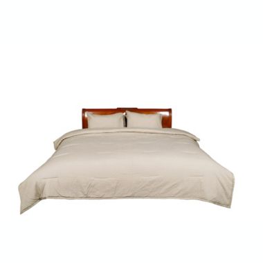 Ninety Six Railroad Stripe Linen and Ivory and Black Cotton Comforter Set. View a larger version of this product image.