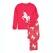 Leveret Kids Cotton Top and Fleece Pants Pajamas Unicorn