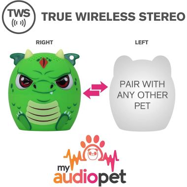 My Audio Pet Mini Bluetooth Wireless Speaker For Kids of All Ages TWS  - Pairs With Any My Audio Other Pet Speaker - Scales The Dragon. View a larger version of this product image.
