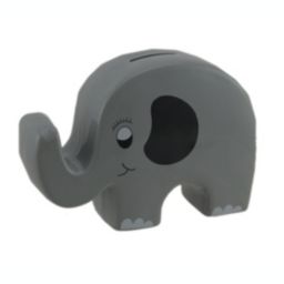 Zeckos Whimsical Gray Ceramic Elephant Kids Money Bank