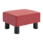 HOMCOM Modern Faux Leather Upholstered Rectangular Ottoman Footrest with Red Foam Seat and Plastic Legs, Red