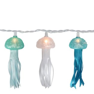 Dennis East 10 Blue, Green and White Jelly Fish Summer Patio String Lights - 8.5 ft White Wire. View a larger version of this product image.