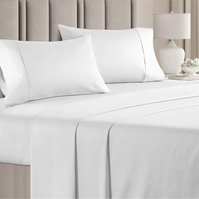 CGK Unlimited 4 Piece Deep Pocket Cooling Sheet Set 100% Rayon from Bamboo Rayon  - Full - White