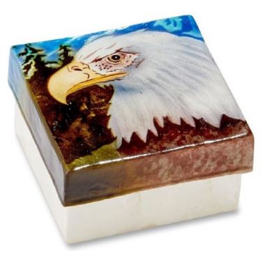 Bald Eagle Capiz Jewelry Trinket Keepsake Box Container New. View a larger version of this product image.