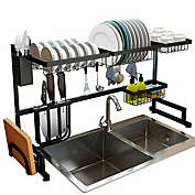 Kitcheniva 2-Tier Stainless Steel Over Sink Dish Drying Rack, Black