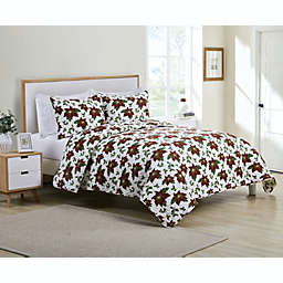 Kate Aurora Holiday Living 3 Piece Christmas Poinsettia Quilt Blanket Set - King