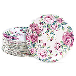 Blue Panda 80-Count Vintage Floral 9 Inch Paper Plates for Tea Party, Bridal and Baby Showers