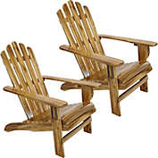 Sunnydaze Outdoor Natural Fir Wood Rustic Style Lounge Adirondack Chair Set - Light Charred Finish - 2pk