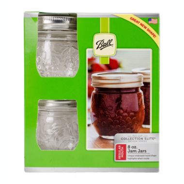 Ball (#1440081210) Embossed 8-ounce Elite Collection Jam Jar- Pack of 4. View a larger version of this product image.
