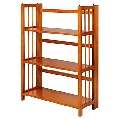 Casual Home 3-Shelf Folding Stackable Bookcase 27.5 Wide-Honey Oak. View a larger version of this product image.