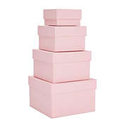 Stockroom Plus Square Paper Nesting Gift Boxes with Lids, 4 Assorted Sizes (Pink, 4 Pack)