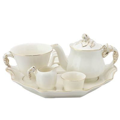 and Lids Oval White Porcelain Child’s Tea Set or Condiments s Mini Coffee Pots 